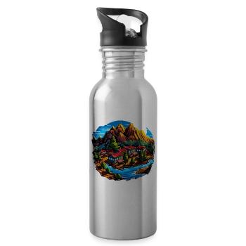 Landscape - Illustration - Water bottle with straw - silver - Right