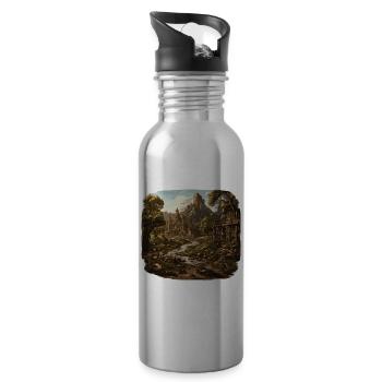 Paysage - Illustration - Gourde avec paille intégrée - argent clair - Droite