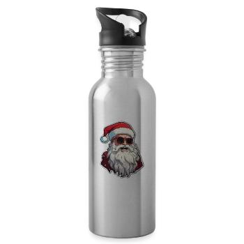 Père Noël - illustration - Gourde avec paille intégrée - argent clair - Droite