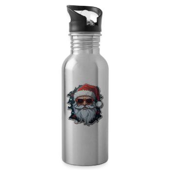 Weihnachtsmann - Illustration - Trinkflasche mit integriertem Trinkhalm - Lightsilver - Rechts