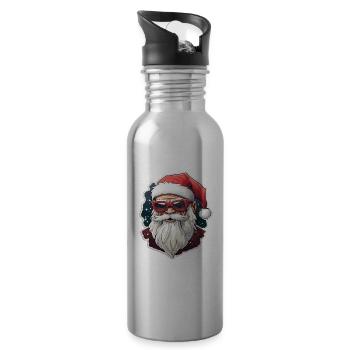 Weihnachtsmann - Illustration - Trinkflasche mit integriertem Trinkhalm - Lightsilver - Rechts