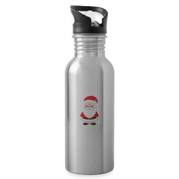 Père Noël - illustration - Gourde avec paille intégrée - argent clair - Droite
