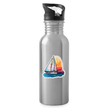 Segelboot - Illustration - Trinkflasche mit integriertem Trinkhalm - Lightsilver - Rechts