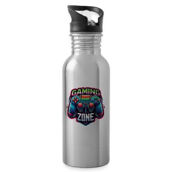 Gaming Zone - Controller Illustration - Trinkflasche mit integriertem Trinkhalm - Lightsilver - Rechts