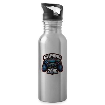 Gaming Zone - Controller Illustration - Trinkflasche mit integriertem Trinkhalm - Lightsilver - Rechts
