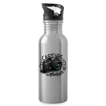 Capturer des moments - Illustration de l’appareil photo - Gourde avec paille intégrée - argent clair - Droite