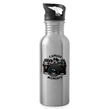 Capture Moments - Camera Illustration - Water bottle with straw - silver - Right