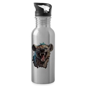 Hyena / Africa / Safrai / Zoo / Wildis / Animal - Water bottle with straw - silver - Right