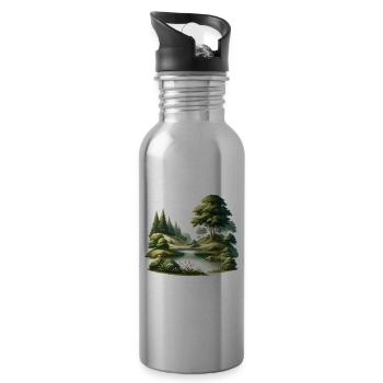 Landscape - Illustration - Water bottle with straw - silver - Right