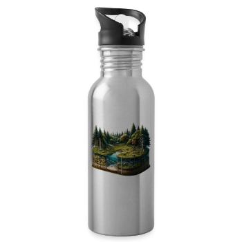 Landscape - Illustration - Water bottle with straw - silver - Right