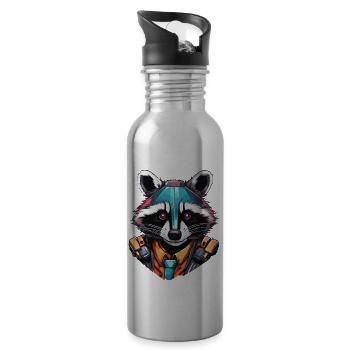 Robot Animal / AI / Mechanized Animals / Comic - Water bottle with straw - silver - Right