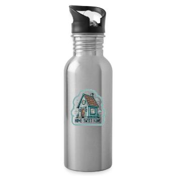 Home Sweet Home - Illustration de maison - Gourde avec paille intégrée - argent clair - Droite