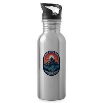Montagne Haut - Illustration de Berg - Gourde avec paille intégrée - argent clair - Droite
