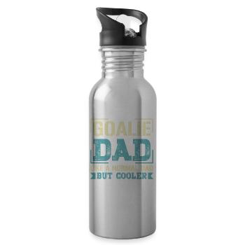 Goalie Dad Like a Regular Dad Ice Hockey Gifts - Trinkflasche mit integriertem Trinkhalm - Lightsilver - Rechts