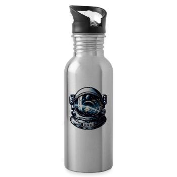Dream Big - Astronaut Illustration - Trinkflasche mit integriertem Trinkhalm - Lightsilver - Rechts