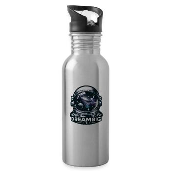 Dream Big - Astronaut Illustration - Trinkflasche mit integriertem Trinkhalm - Lightsilver - Rechts
