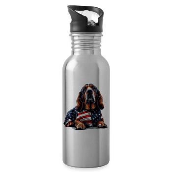 Bloodhound Dog 4 juillet Drapeau américain pour - Gourde avec paille intégrée - argent clair - Droite