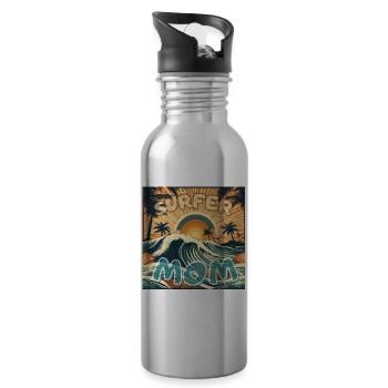 SURFER MOM - Water bottle with straw - silver - Right