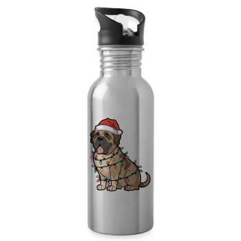Mastiff Christmas Lights Xmas Dogs Gifts - Trinkflasche mit integriertem Trinkhalm - Lightsilver - Rechts