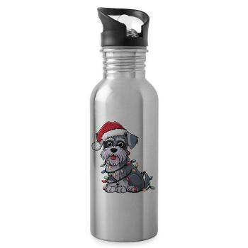 Schnauzer miniature Lumières de Noël Chiens de Noël - Gourde avec paille intégrée - argent clair - Droite