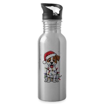 Jack Russell Terrier Christmas Lights Xmas Dogs - Trinkflasche mit integriertem Trinkhalm - Lightsilver - Rechts