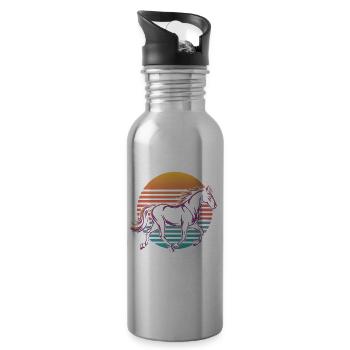Retro Vintage Horse Animal Lover Horse Gifts - Trinkflasche mit integriertem Trinkhalm - Lightsilver - Rechts