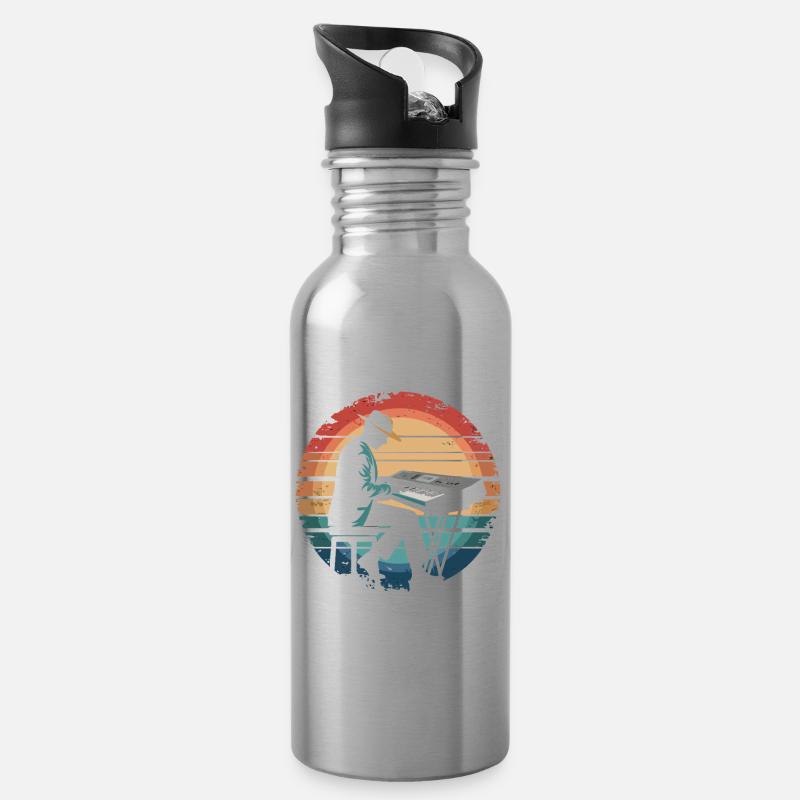 Retro Vintage Keyboard Player Sunset Music Lover - Trinkflasche mit integriertem Trinkhalm - Lightsilver