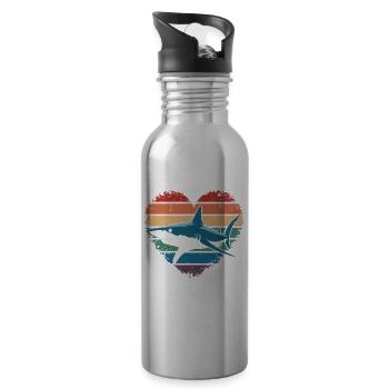 Rétro Vintage Hammerhead Shark Ocean Divers Cadeaux - Gourde avec paille intégrée - argent clair - Droite