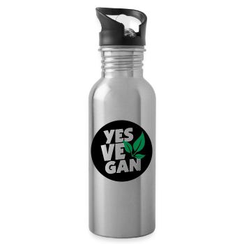 Yes Vegan / Yes ve gan (3c) - Gourde avec paille intégrée - argent clair - Droite