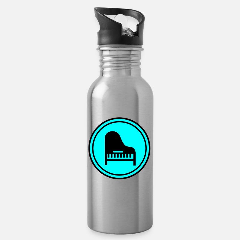 Klavier musik - Trinkflasche mit integriertem Trinkhalm - Lightsilver