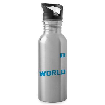 no1 dad of the world - Water bottle with straw - silver - Right