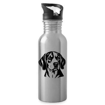 Tête de chien Beagle - Gourde avec paille intégrée - argent clair - Droite