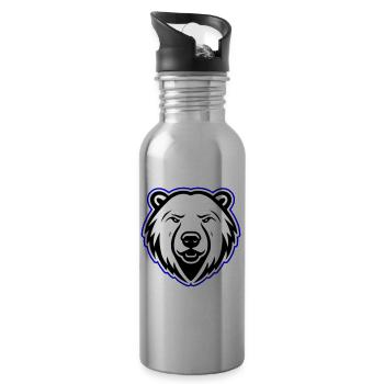 Polar Bear Head Polar Bear - Water bottle with straw - silver - Right