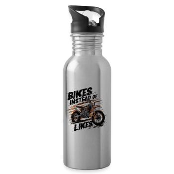 Conception de moto de motocross enduro - Gourde avec paille intégrée - argent clair - Droite