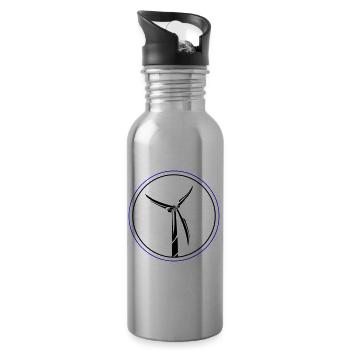 Windkraft Symbol Windrad - Trinkflasche mit integriertem Trinkhalm - Lightsilver - Rechts