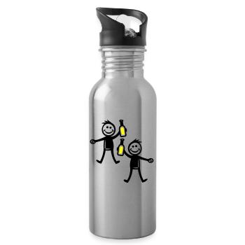 Boire une bouteille de bière - Gourde avec paille intégrée - argent clair - Droite