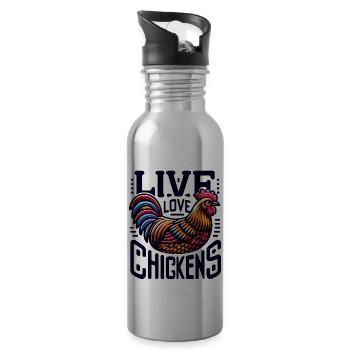 Live Love Chickens Live Love Chickens Farmer - Water bottle with straw - silver - Right