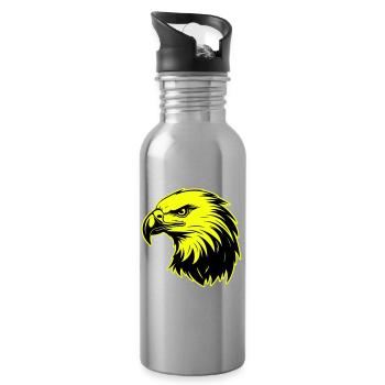 Adler Kopf Porträt Symbol - Trinkflasche mit integriertem Trinkhalm - Lightsilver - Rechts