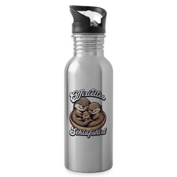 Official Sleep Shirt Otter Family Men Women - Water bottle with straw - silver - Right