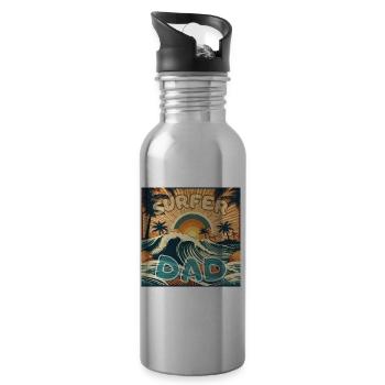 PAPA SURFEUR - Gourde avec paille intégrée - argent clair - Droite