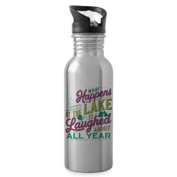 What Happens At The Lake Is Laughed About 9 - Trinkflasche mit integriertem Trinkhalm - Lightsilver - Rechts