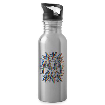 Glitch Controller – Gaming Explosion - Trinkflasche mit integriertem Trinkhalm - Lightsilver - Rechts