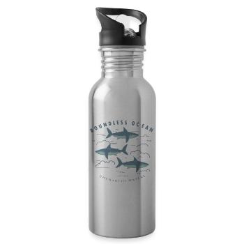 Grenzenloses Meer, erkunden Sie unbekannte Gewässer - Trinkflasche mit integriertem Trinkhalm - Lightsilver - Rechts