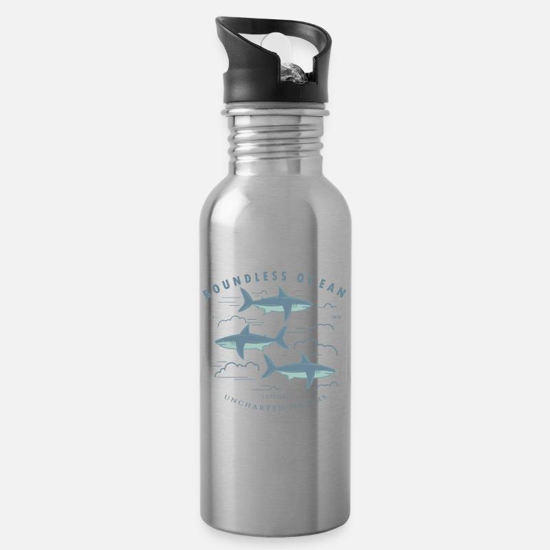 Boundless ocean, explore uncharted waters - Water bottle with straw - silver
