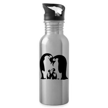 Penguin Family - Famille de pingouins - Pinguine - Trinkflasche mit integriertem Trinkhalm - Lightsilver - Rechts