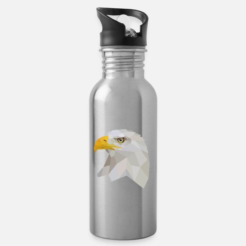 bald eagle - Water bottle with straw - silver