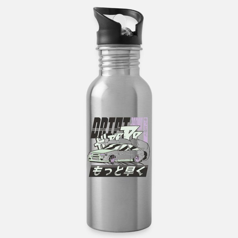 Drift Japan - Trinkflasche mit integriertem Trinkhalm - Lightsilver