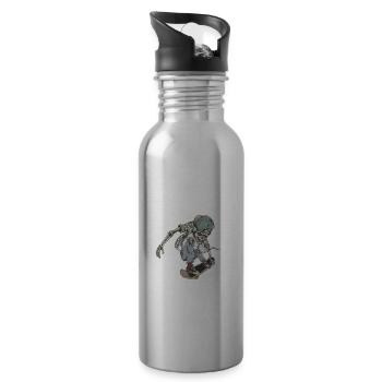 Grinsen und skaten - Trinkflasche mit integriertem Trinkhalm - Lightsilver - Rechts