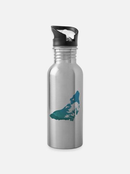 Timber Wolf - Trinkflasche mit integriertem Trinkhalm - Lightsilver
