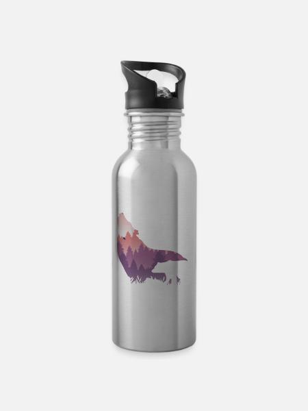 Timber Wolf - Trinkflasche mit integriertem Trinkhalm - Lightsilver